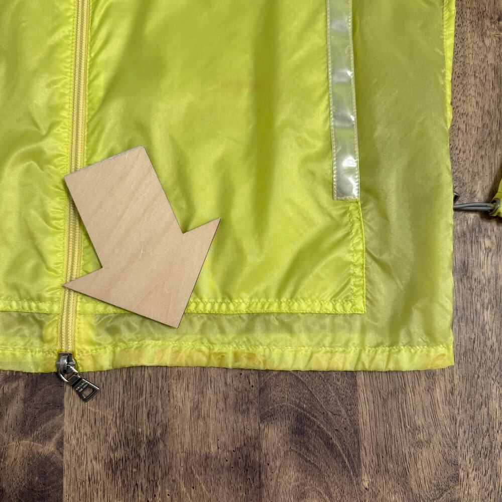 VTG 1999 PRADA Windbreaker Jacket Y2K Sheer Nylon Zip Neon Yellow Women’s Medium - Picture 12 of 12